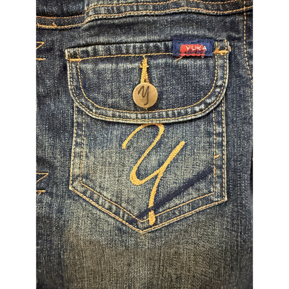 Vintage Yuka Jeans Denim Jacket Women's M Zip Front Embroidered Streetwear Y2K - Picture 4 of 10